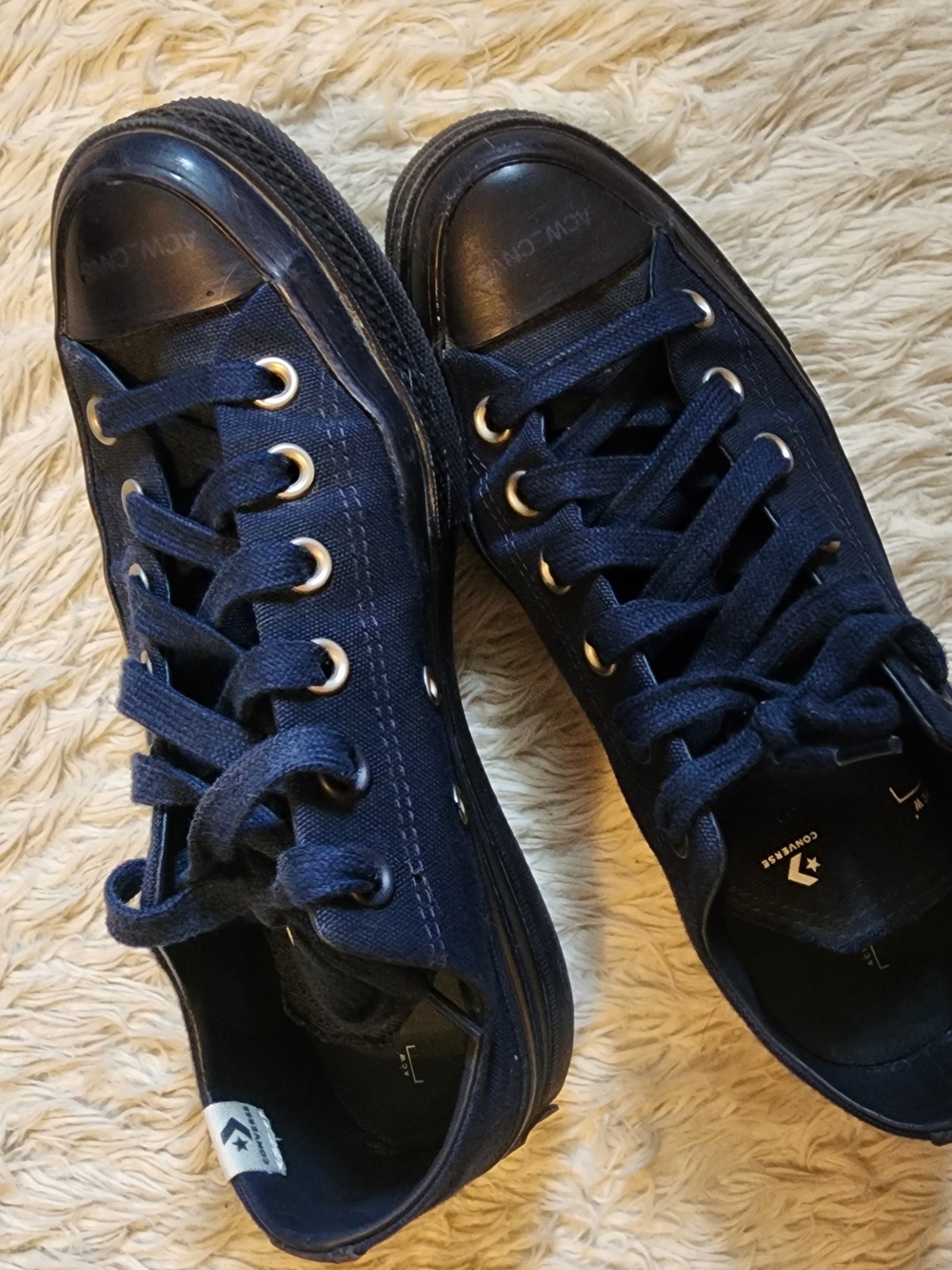 Converse Navy Low-Top Canvas Sneakers with Black Toe Caps